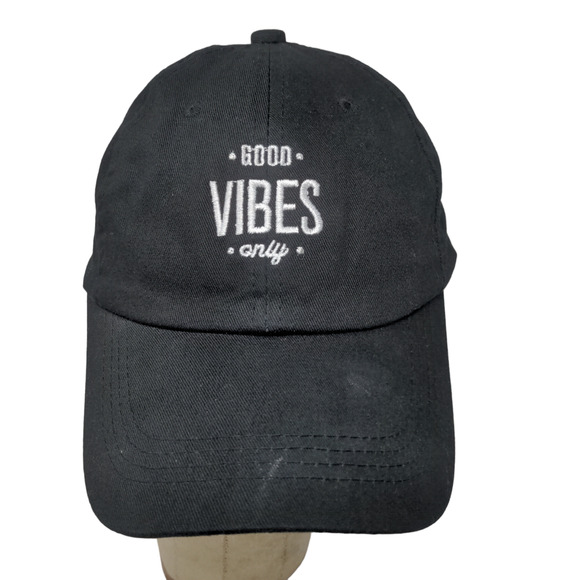 Good Vibes Only Men's Slideback Hat Black Adjustable Embroidered Logo - Picture 1 of 10